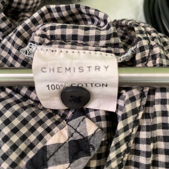Chemistry Black and White Checkered Button-Down Cotton Shirt Summer | Size L - Picture 10 of 11